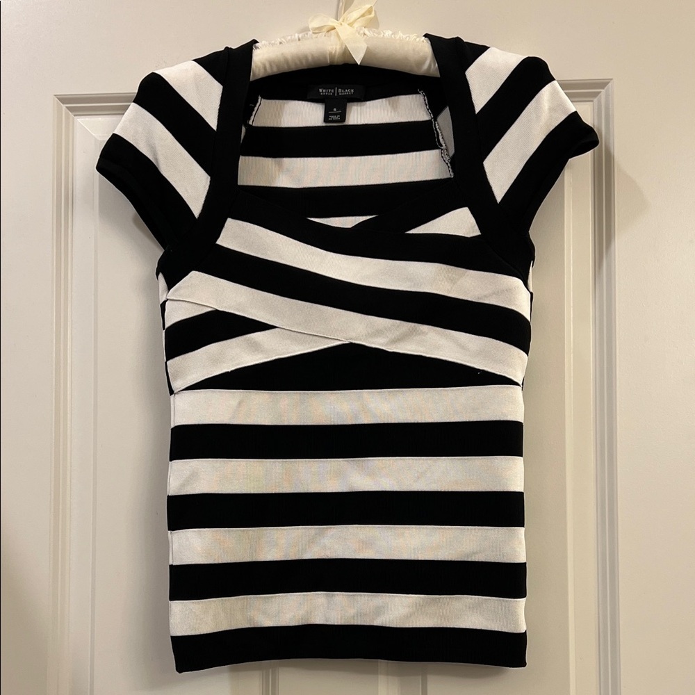 White House Black Market Striped Short Sleeve Top